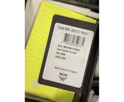 Shop Mcm Women's Neon Yellow Visetos Coated Canvas Card Case Holder