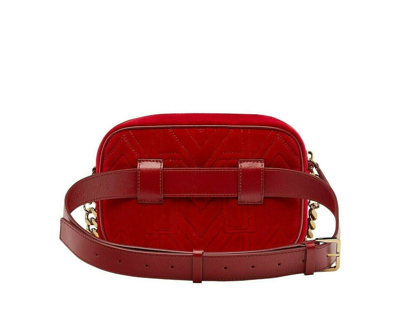 Shop Mcm Women's Red Velvet Crystal Studs Crossbody Camera Belt Bag