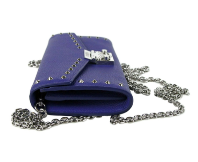 Shop Mcm Women's Spectrum Blue Leather Patricia Studded Large Chain Wallet Myl9spa40hg001