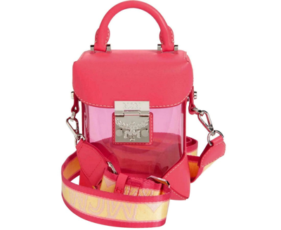 Shop Mcm Women's Teaberry Pink Berlin Mini Transparent Crossbody Bag Mwrasbf04qe001