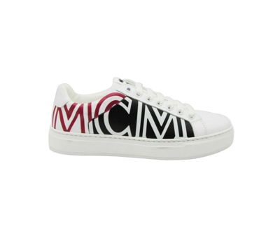 Shop Mcm Women's White / Black Leather Logo Low Top Sneaker (36 Eu / 6 Us)