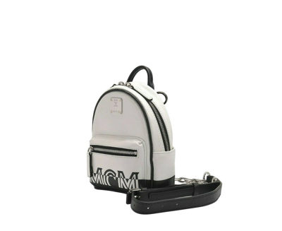 Shop Mcm Women's White Contrast Logo Leather Mini Crossbody Chain Bag