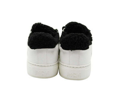 Shop Mcm Women's White Milano Suede Black Shearling Low Top Sneaker Mes9ada02wt (39 Eu / 9 Us) In White / Black