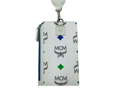 Shop Mcm Women's White Spectrum Rainbow Logo Visetos Lanyard Card Case Myaaasv01