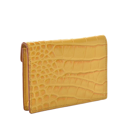 Shop Mcm Women's Yellow Crocodile Embossed Leather Mini Flap Coin Wallet