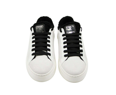 Mcm Women's White Milano Suede Black Shearling Low Top Sneaker Mes9ada02wt (40 Eu / 10 Us) In White / Black
