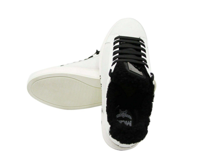 Shop Mcm Women's White Milano Suede Black Shearling Low Top Sneaker Mes9ada02wt (37 Eu / 7 Us) In White / Black