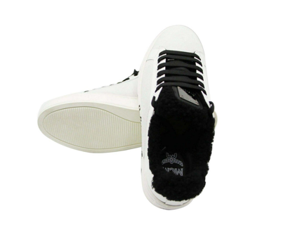 Mcm Women's White Milano Suede Black Shearling Low Top Sneaker Mes9ada02wt (40 Eu / 10 Us) In White / Black