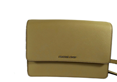 Michael Kors Daniela Large Gusset Crossbody Leather Bag Sun Yellow/Gold