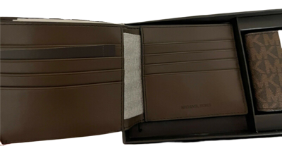 Shop Michael Kors Gifting 3 In 1 Wallet Box Set In Brown / Neon