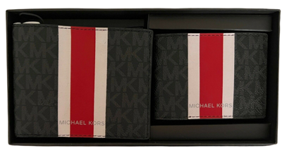 Shop Michael Kors Gifting 3 In 1 Wallet Box Set In Blk/flm Rd