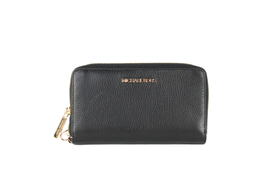 Shop Michael Kors Large Leather Multifunction Women Wallet In Black