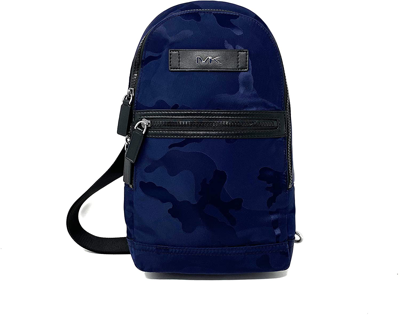 Shop Michael Kors Men's Kent Camo Print Nylon Slingpack Backpack In Blue/mutli