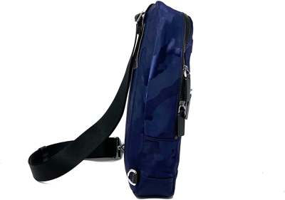 Shop Michael Kors Men's Kent Camo Print Nylon Slingpack Backpack In Blue/mutli