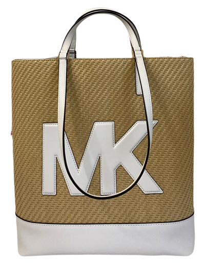 Michael Kors Straw Python Capsule Kelli Large Double North South Tote Bag  In White | ModeSens