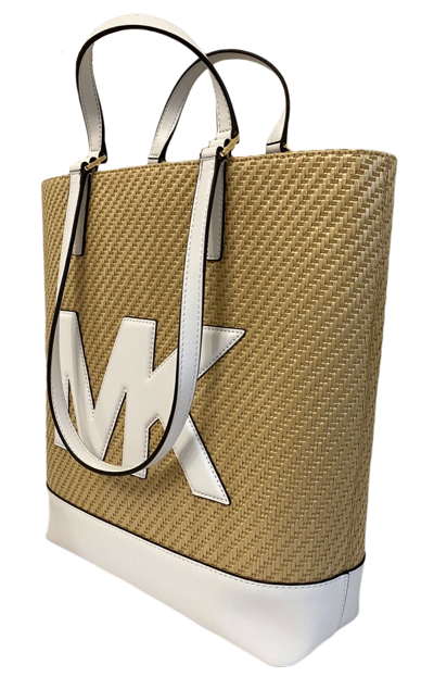 Michael Kors Straw Python Capsule Kelli Large Double North South Tote Bag  In White | ModeSens