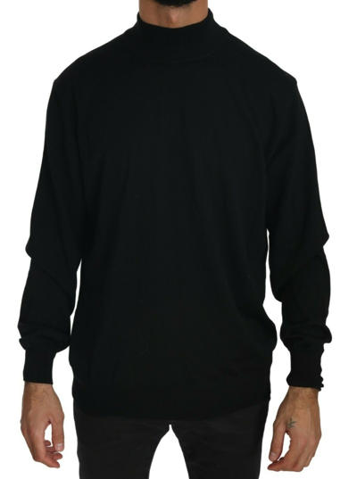 Shop Mila Schön Elegant Black Virgin Wool Pullover Men's Sweater