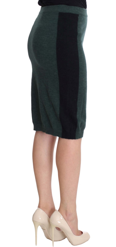 Shop Mila Schön Emerald Elegance Wool-blend Pencil Women's Skirt In Green