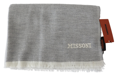 Shop Missoni Elegant Beige Wool Scarf With Embroidery Men's Detail