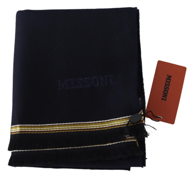 Shop Missoni Elegant Unisex Wool Scarf With Embroidered Men's Logo In Black