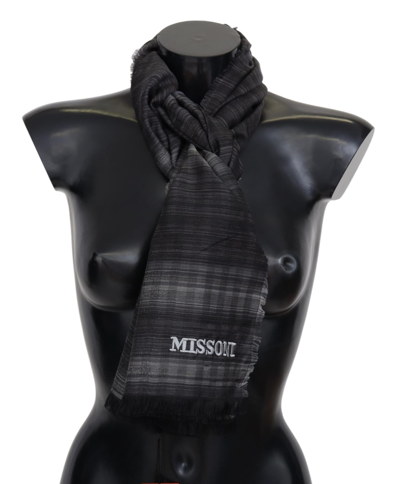 Shop Missoni Elegant Wool Silk Polka Dot Men's Scarf In Black