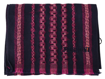 Shop Missoni Black Pink Patterned Wool Unisex Neck Wrap Men's Shawl