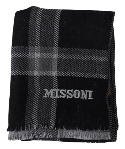 Shop Missoni Elegant Woolen Striped Men's Scarf In Black