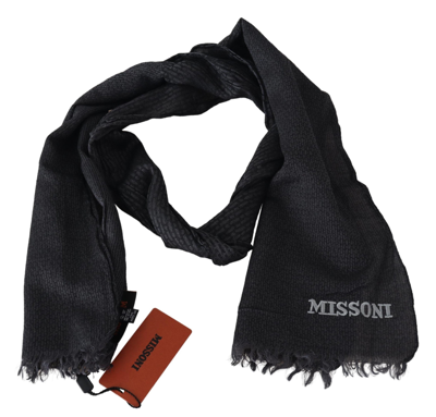 Shop Missoni Elegant Black Wool Fringed Men's Scarf