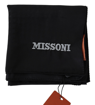 Shop Missoni Elegant Black Wool Scarf With Logo Men's Embroidery