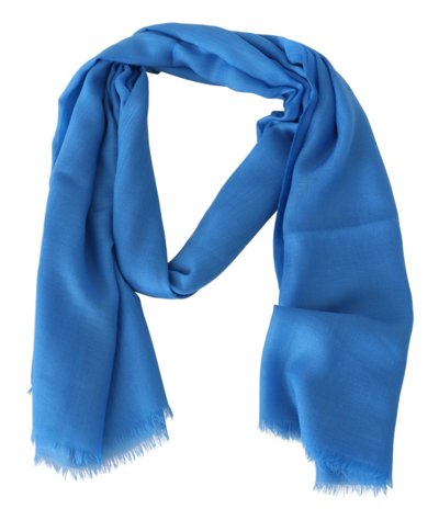 Shop Missoni Elegant Wool Scarf With Signature Men's Embroidery In Blue