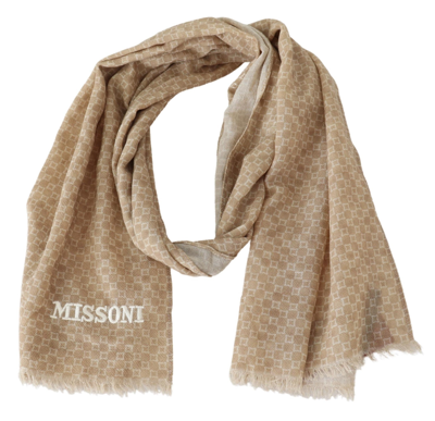 Shop Missoni Elegant Wool Scarf With Signature Men's Design In Brown