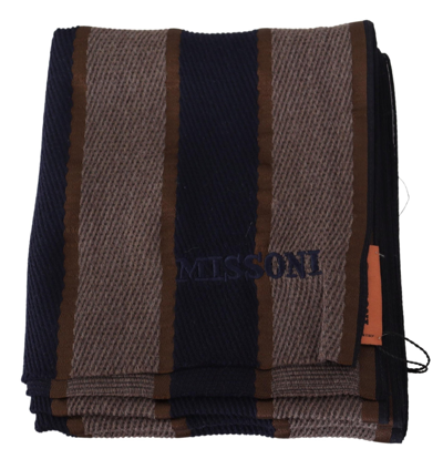 Shop Missoni Brown Wool Striped Unisex Neck Wrap Shawl Men's Scarf