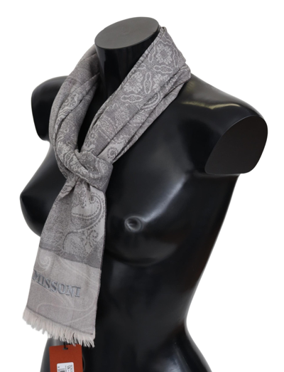 Shop Missoni Elegant Paisley Wool Scarf In Men's Gray