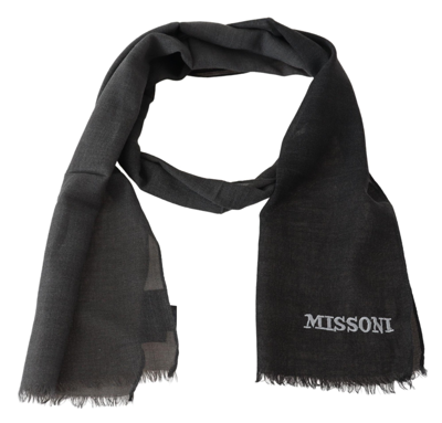 Shop Missoni Sumptuous Wool Scarf With Men's Fringes In Gray