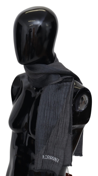 Shop Missoni Elegant Wool Silk Blend Designer Men's Scarf In Black And Gray