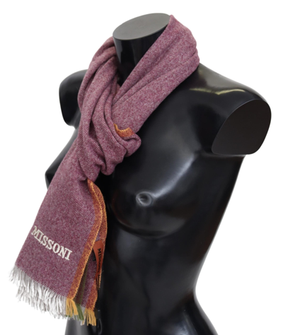 Shop Missoni Chic Maroon Cashmere Scarf With Logo Men's Embroidery In Marrone