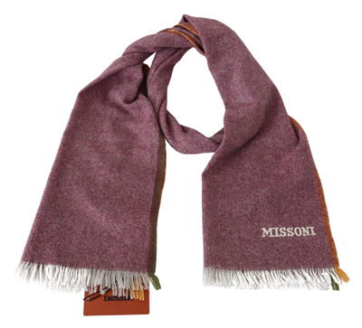 Shop Missoni Chic Maroon Cashmere Scarf With Logo Men's Embroidery In Marrone