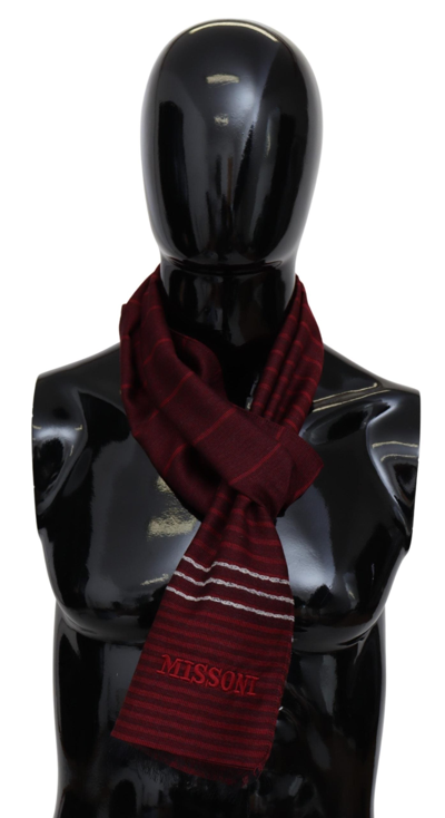 Shop Missoni Elegant Wool Silk Blend Striped Men's Scarf In Red