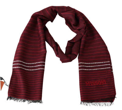 Shop Missoni Elegant Wool Silk Blend Striped Men's Scarf In Red