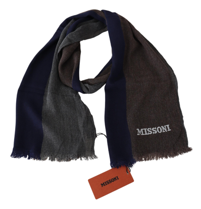Shop Missoni Elegant Multicolor Wool Scarf With Signature Men's Embroidery