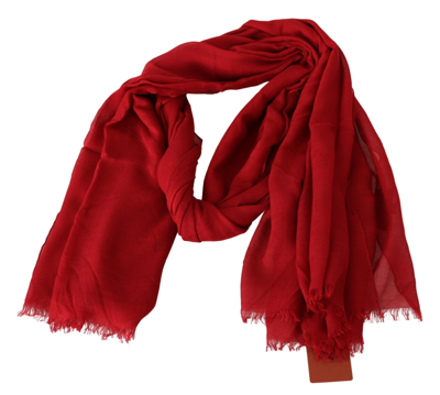 Missoni Red Cashmere Unisex Neck Wrap Fringes Scarf In Red