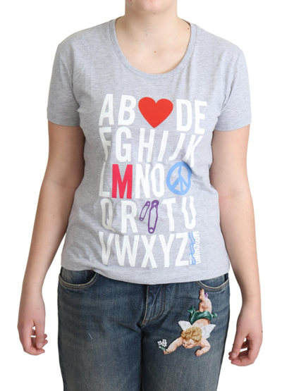 Shop Moschino Gray Cotton Alphabet Letter Print Women's T-shirt