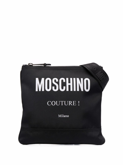 Shop Moschino Men's Black Fabric Messenger Bag
