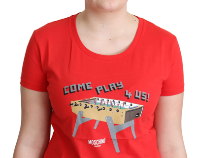 Moschino Red Cotton Come Play 4 Us Print Tops Blouse T-shirt In Red
