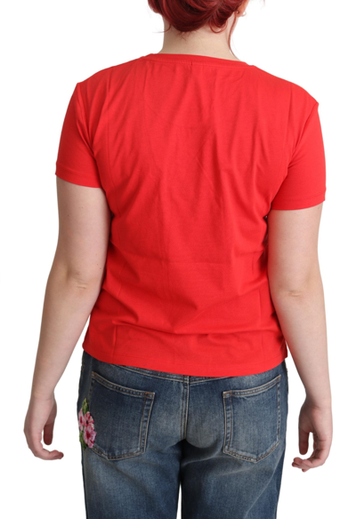 Shop Moschino Red Cotton Swim Graphic Triangle Print  Women's T-shirt