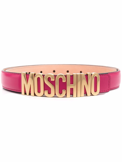 Shop Moschino Women's Fuchsia Leather Belt