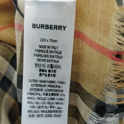 Burberry New  Classic Gauze Vintage Brown Checker Wool Silk Scarf In Brown