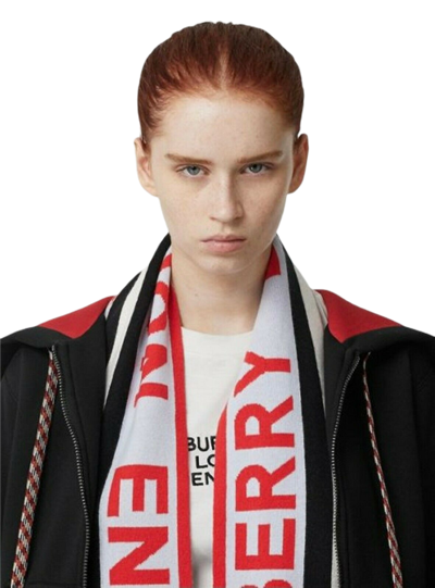 Shop Burberry New  Women's Blue/red/white Cashmere Long Scarf With Logo 80185971