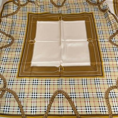 Burberry New  Women's Brown Silk Large Scarf Shawl With Horse Tassel Print In Brown
