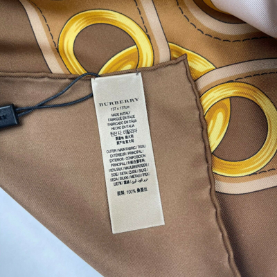 Burberry New  Women's Brown Silk Large Scarf Shawl With Horse Tassel Print In Brown